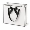 Sacchetto regalo 30 x 12 x 25 cm in carta bianca con manici neri stile elegante