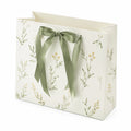 Sacchetto regalo 32 x 12 x 26 cm in carta avorio con nastro verde stile botanico