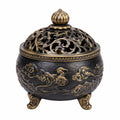 Bruciatore per incenso Ø18 x H21 cm in lega metallica nero bronzo traforato decorativo