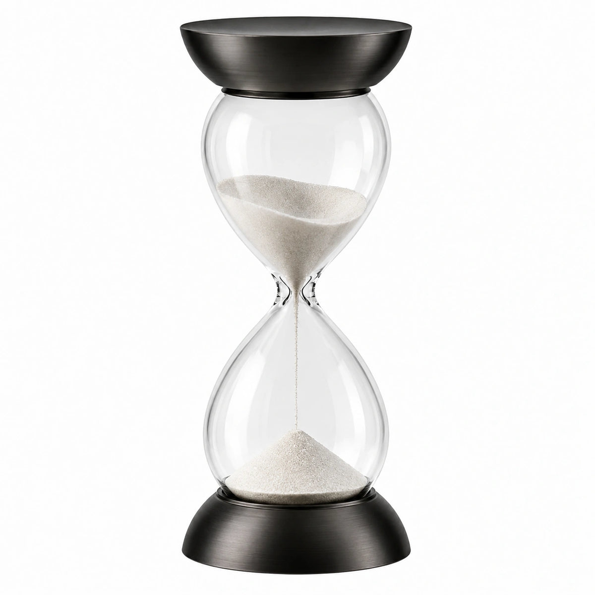 Clessidra da tavolo 15 x 35 cm in vetro trasparente e metallo nero per decorazione e misurazione del tempo