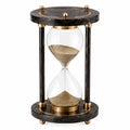 Clessidra decorativa Ø20 cm alta 30 cm in vetro nero e oro da tavolo