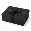 Scatola regalo 30 x 22 x 10 cm in cartone nero con nastro decorativo - confezione rettangolare