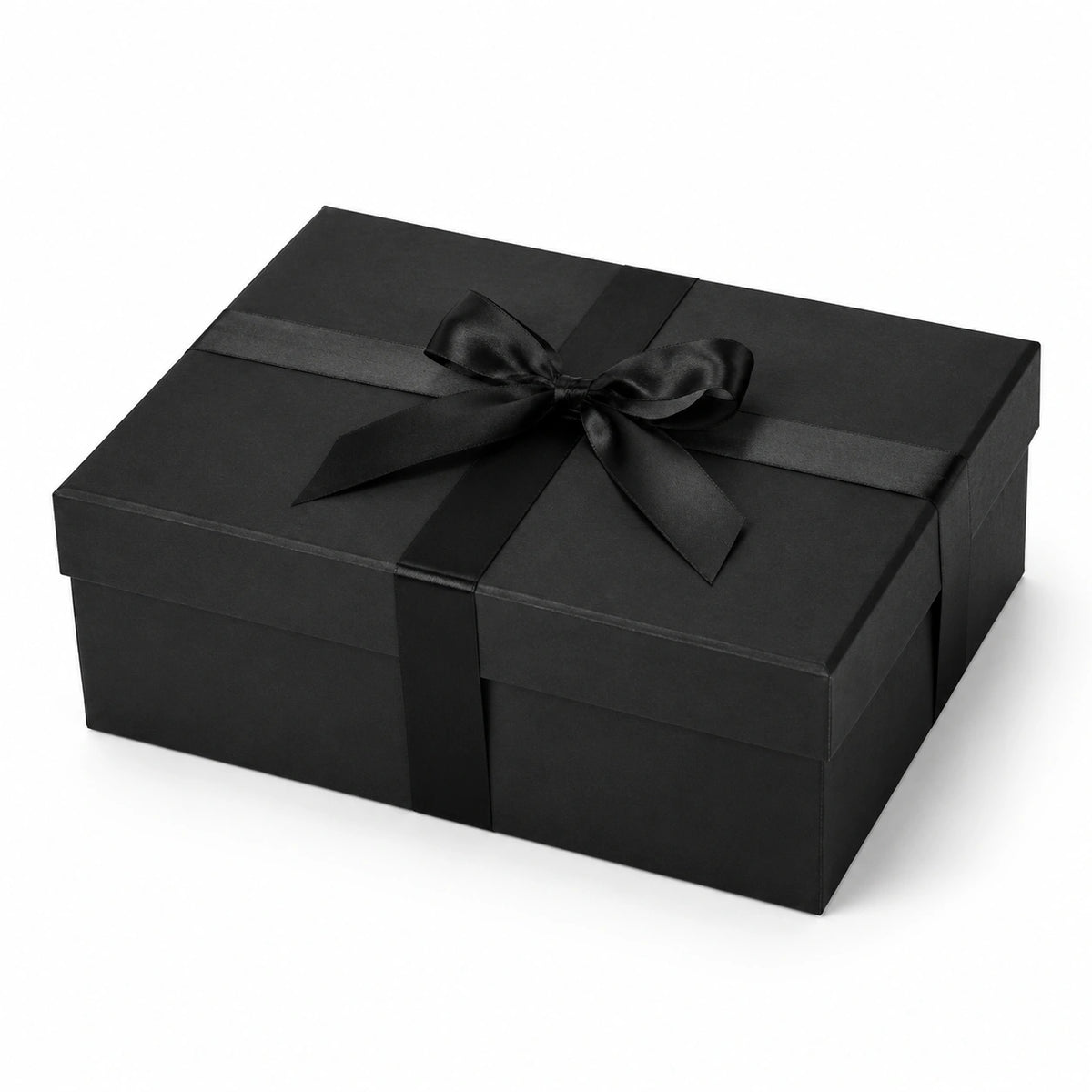 Scatola regalo 30 x 22 x 10 cm in cartone nero con nastro decorativo - confezione rettangolare