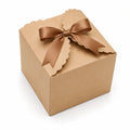 Scatola regalo 20 x 20 x 15 cm in carta kraft marrone con nastro in raso stile elegante