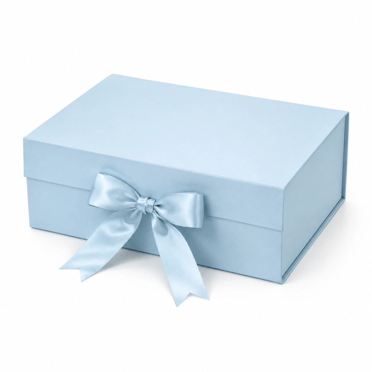 Scatola regalo 30 x 22 x 10 cm in cartone azzurro con nastro in raso stile elegante