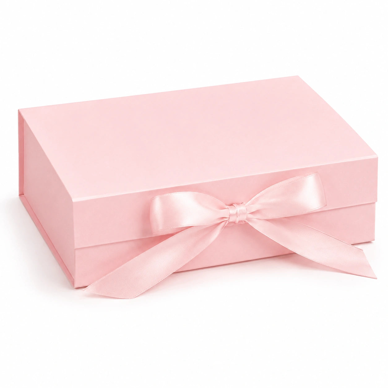 Scatola regalo 30 x 20 x 10 cm in cartone rosa con nastro di raso - confezione rettangolare con chiusura a coperchio